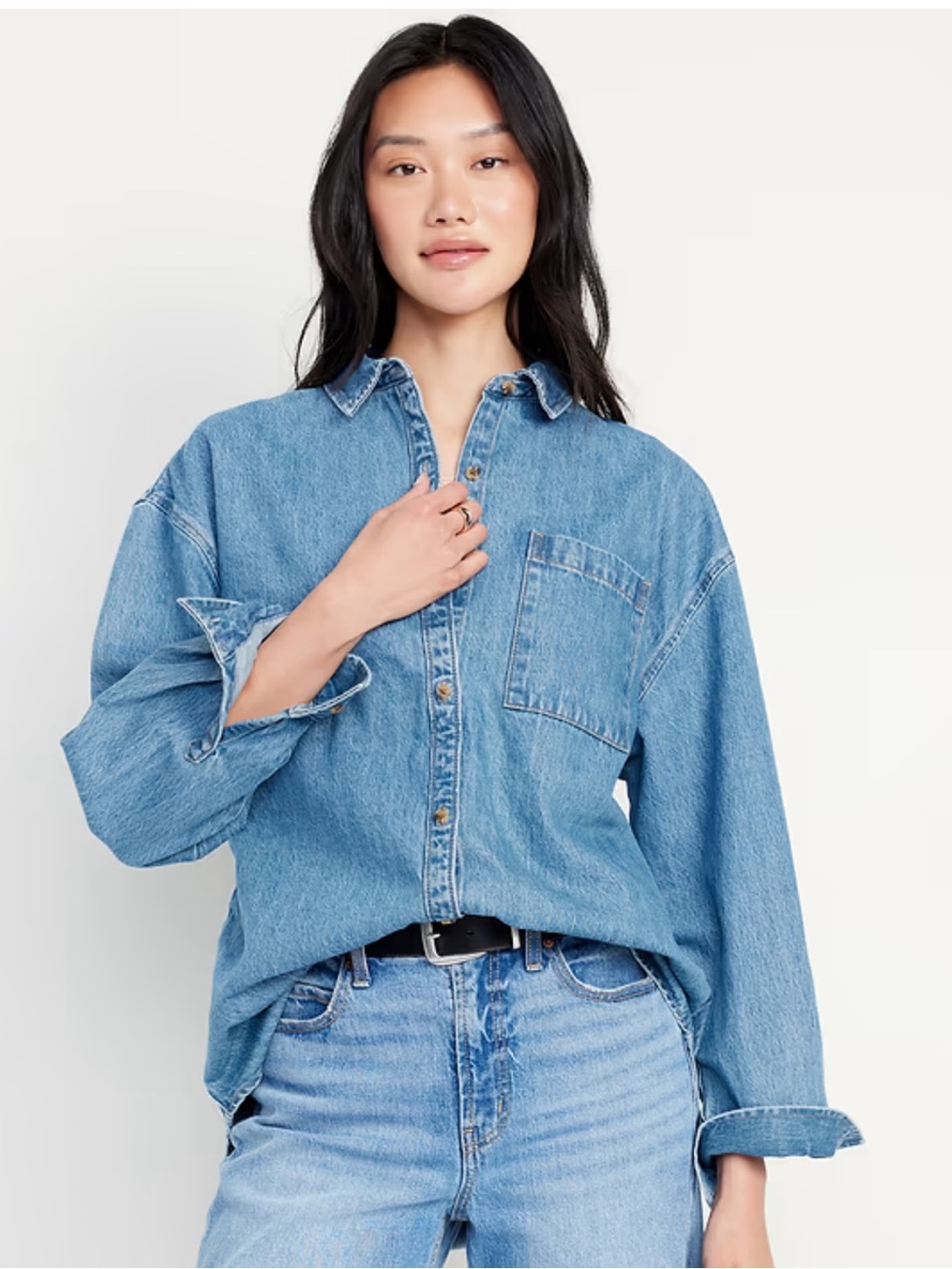 XL Tall Old Navy Oversized Boyfriend Button-Down Jean Shirt